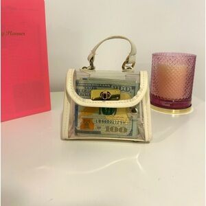 Mini clear purse + US money print wallet